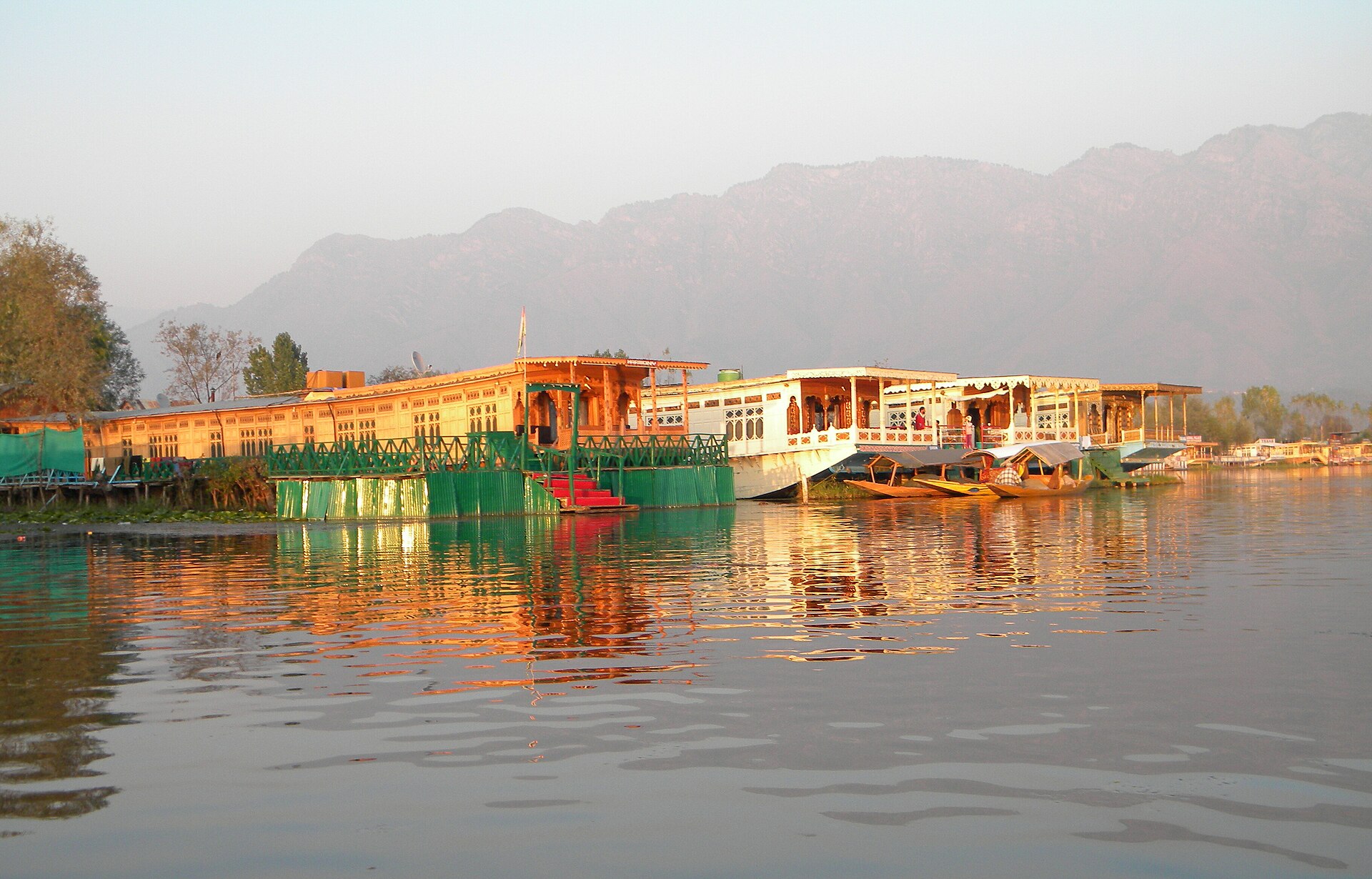 Houseboats moored on Dal Lake near the Firdous Tours office in Srinagar