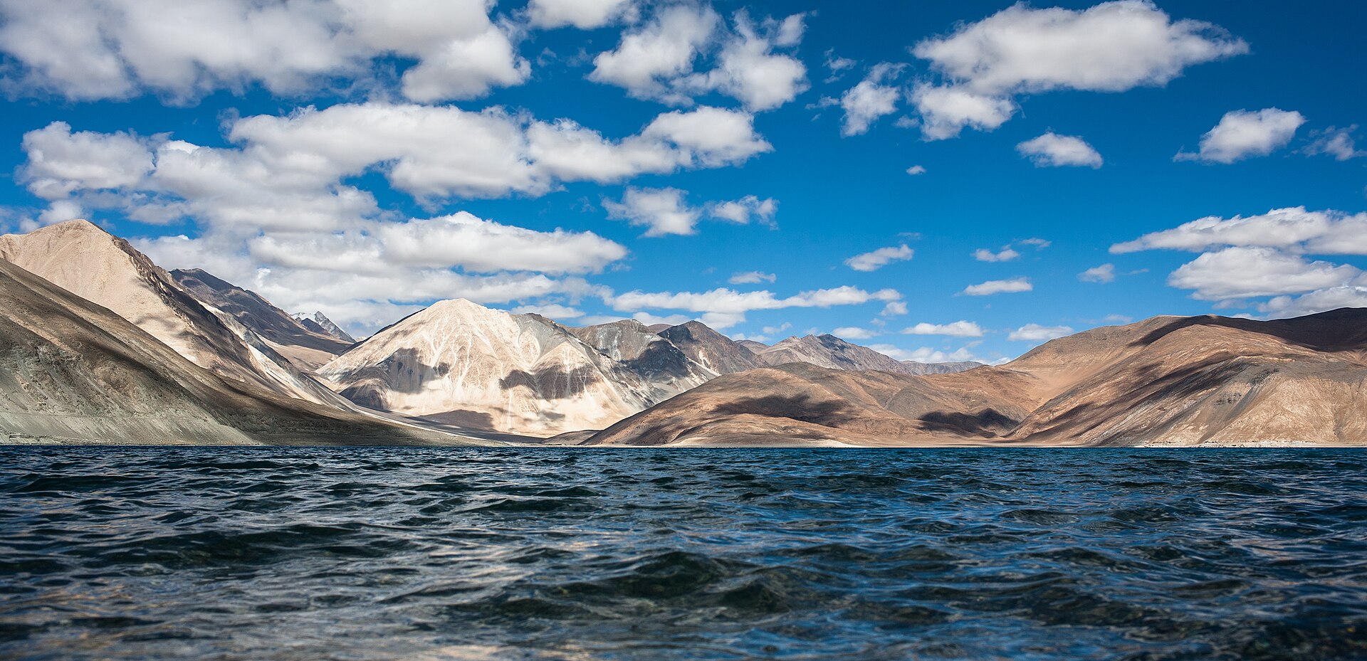 Shifting blues of Pangong Tso through the afternoon, Ladakh
